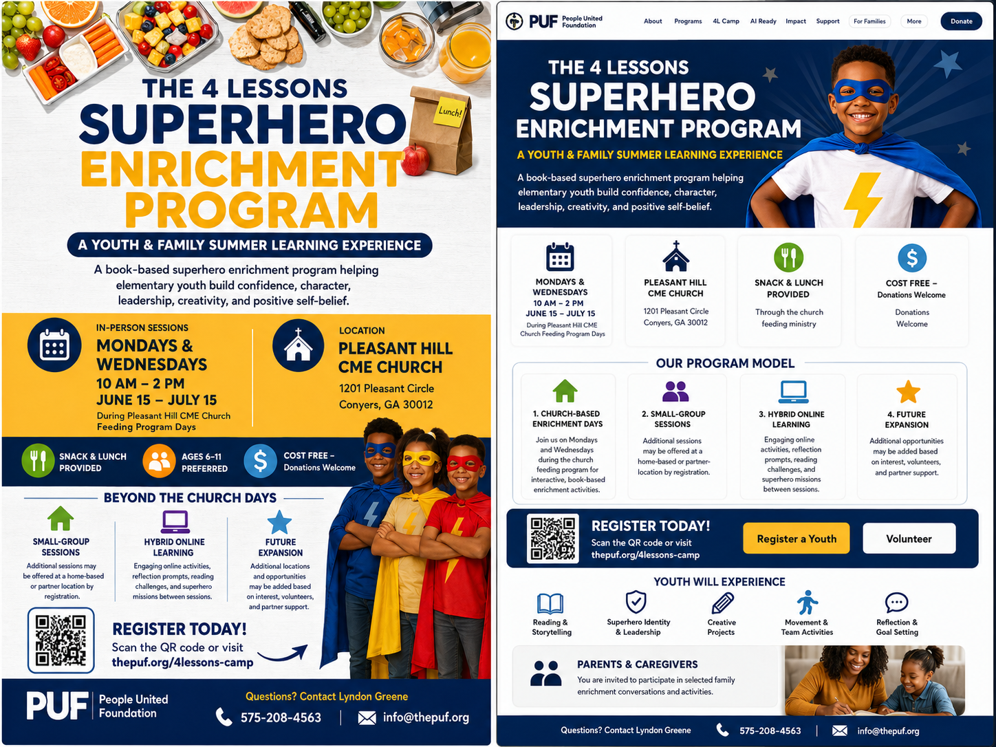 The 4 Lessons youth and family development program visuals